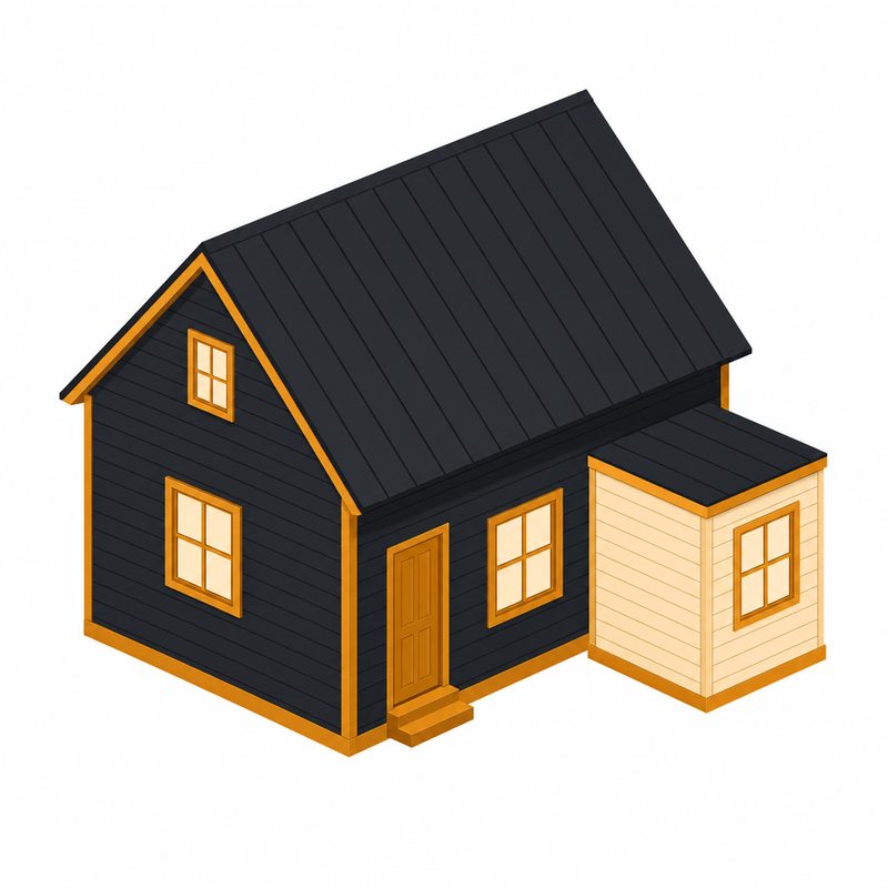 House with a small gold bump-out extension on its side