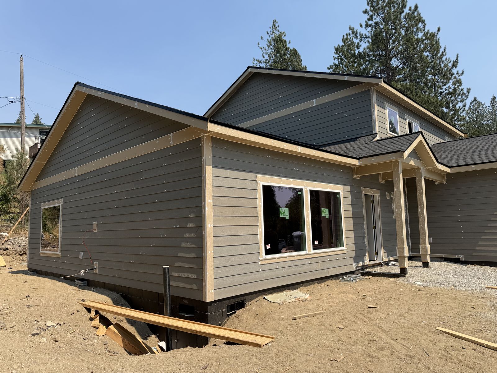 Two-story infill home in Spokane with fresh greige lap siding